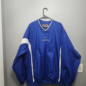 Nike men's pullover windbreaker center swoosh  top size XL blue white Ga…